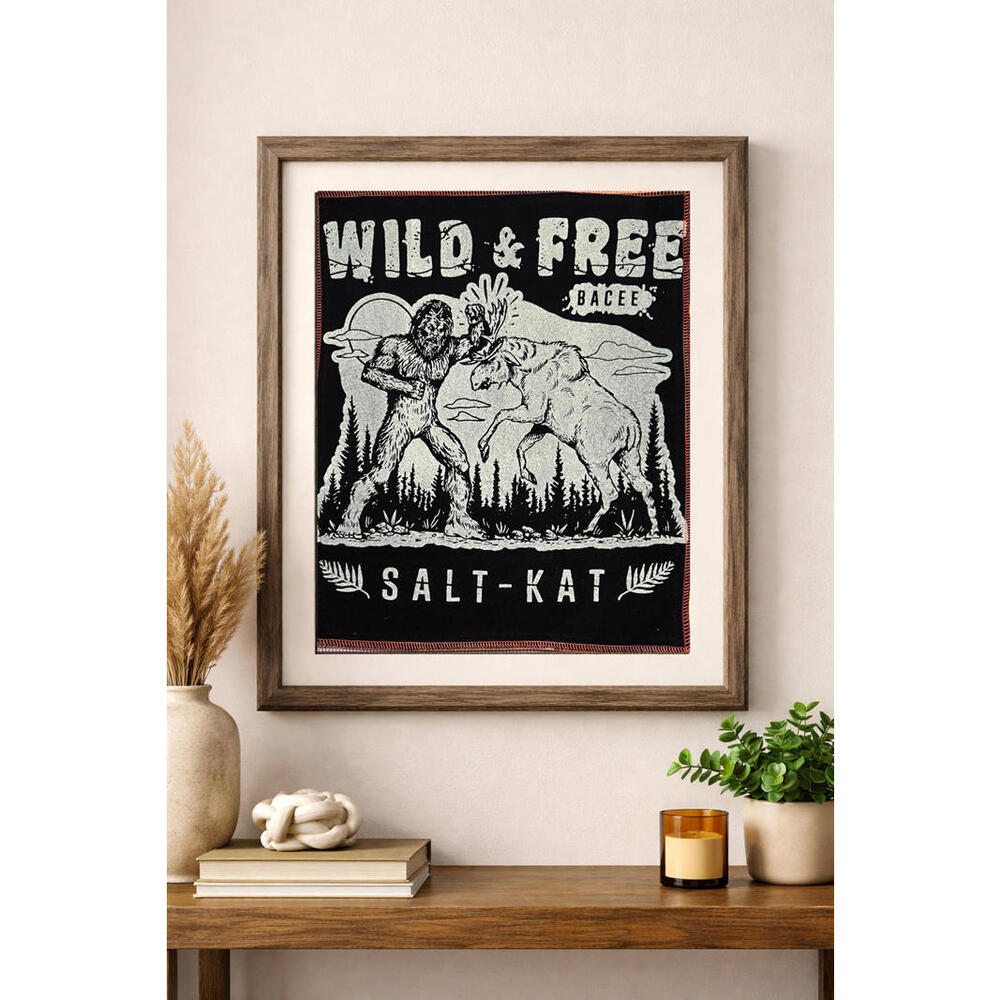 two face threads bigfoot sasquatch biggie patch custom wall art decor upcycled